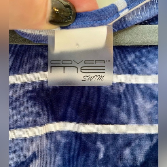 Cover Me Swim coverup S/M ( says L) long maxi blue/white tie-dye. Made Canada - Picture 2 of 4
